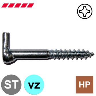 Schraubhaken mit Kreuzschlitz gerade verzinkt (mit Holzgewinde)                                     